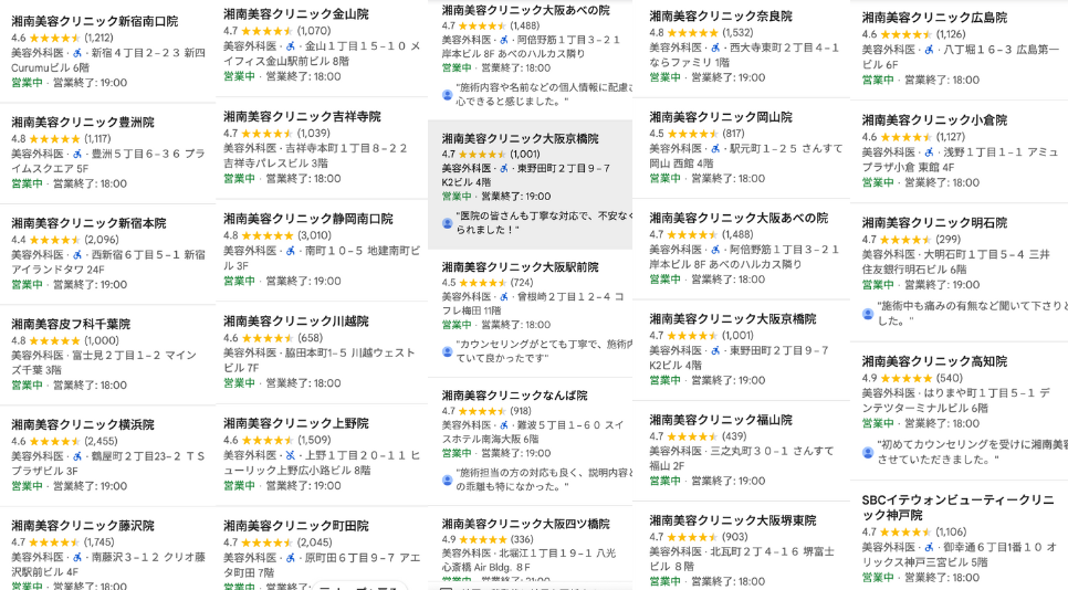 SBCのGoogleマップ口コミ抜粋